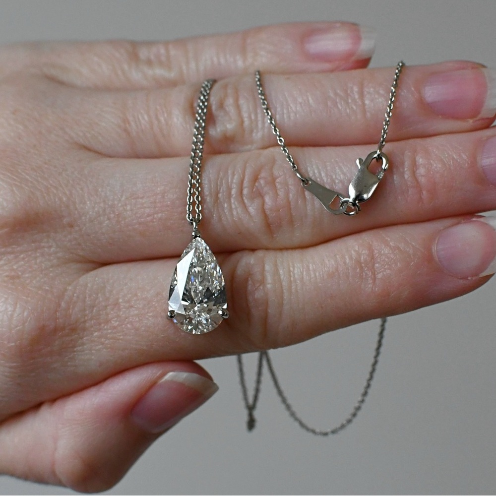 Platinum 4.79 CT Lab Grown Diamond Necklace with IGI report